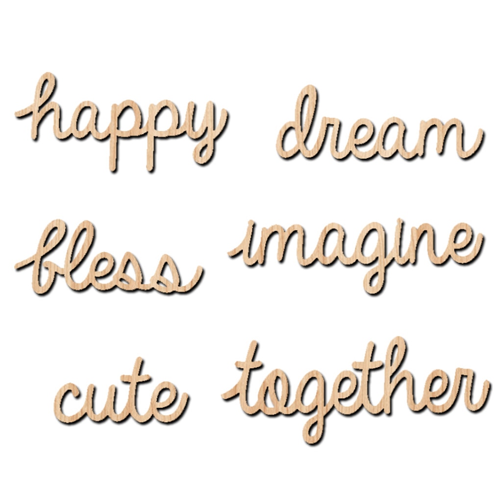 6pcs Natural Wood Cut Words Wood Crafts Home Decor Scrapbook