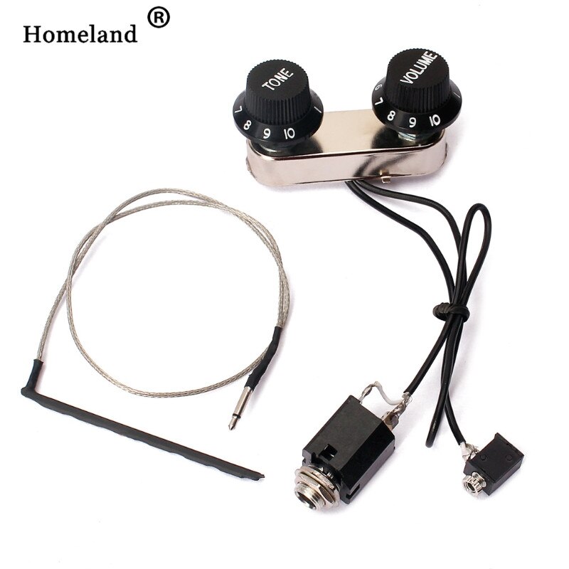 Guitar Violin pickup Accessories Guitar Violin Pickup Piezo Transducer Bridge Set with Tone Volume Knob: Default Title