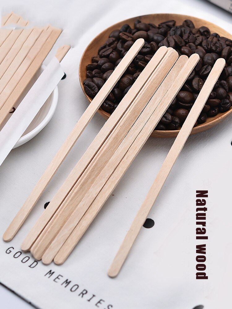 100Pcs/lot Individual Package Wooden Plastic Coffee Stir Stick Drink Disposable Stir Stick Milk Stir Stick Coffee Shop Bar
