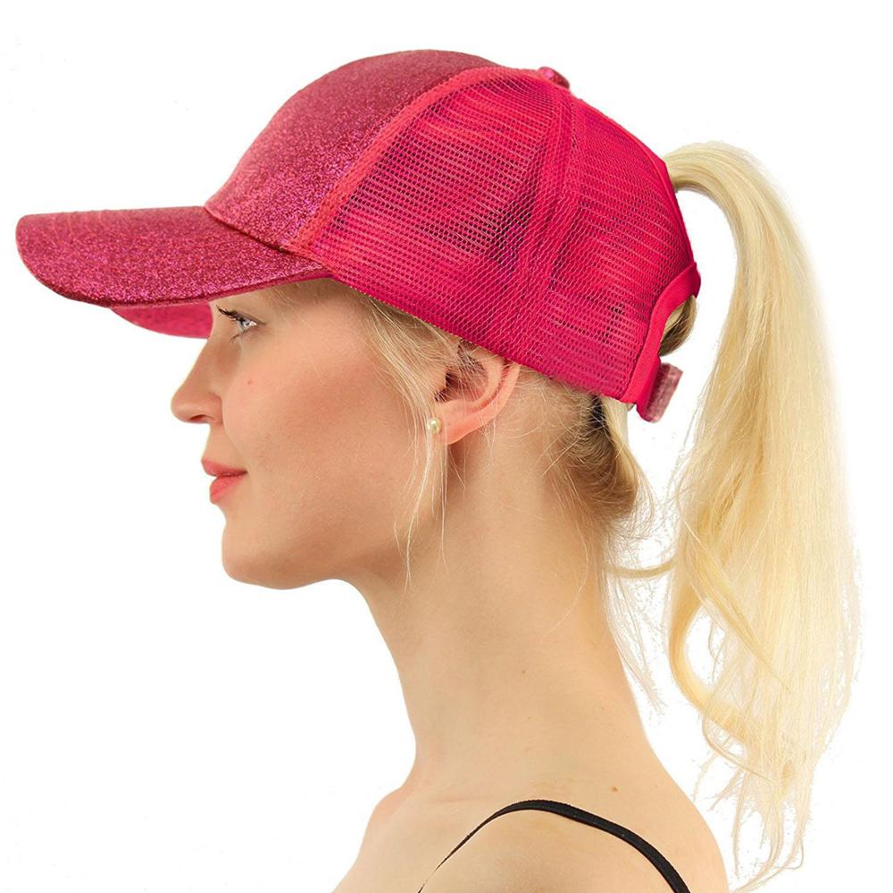 Clearance Baseball Cap Men Women Glitter Ponytail Snapback Adjustable Summer Casquette Sunhat Mesh Trucker Hat Gorras Outdoor