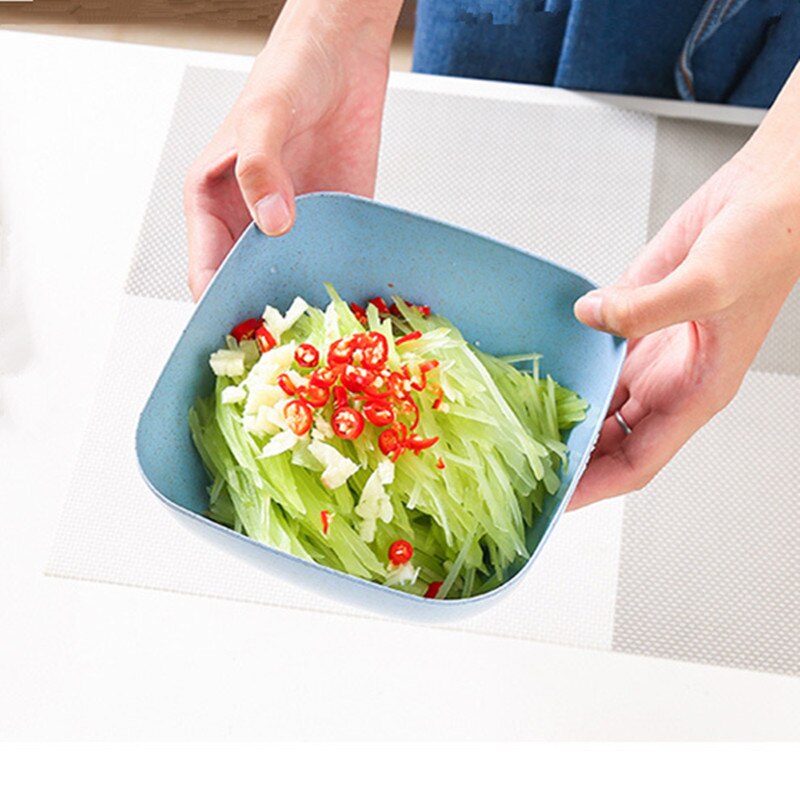 Cuenco de paja de trigo para ensalada Plato cuadrado grueso para fruta, plato para mojar, dulces, aperitivos, Bol para arroz o sopa, cocina, recipiente para salsa, 1 Uds.