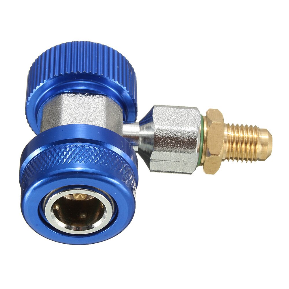 Low/High R134a Quick Connect Adapter Quick Coupler 90 Degree Valve Core Brass Adapter for A/C Manifold Gauge