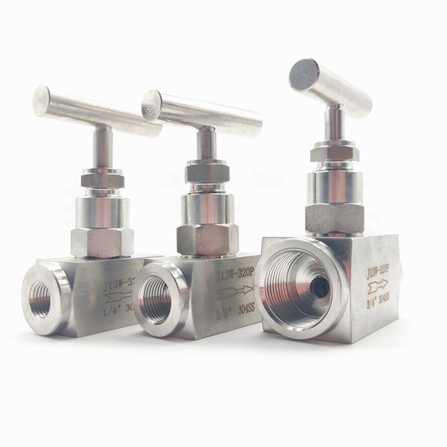 Válvula de aguja hidráulica de acero inoxidable, válvula de aguja de alta temperatura de 3/8 ", 1/2", 3/4 ", 1", BSP, femenina, 304