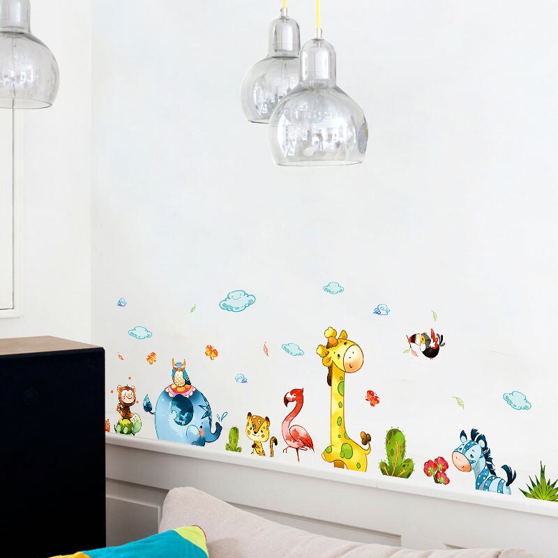 mamalook Cartoon Party Cute Animals Wall stickers Home Decor Kids Baby Rooms Bedroom Nursery Art Mural Decals Wallpaper