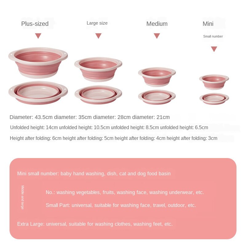 Folding Basin Outdoor Travel Portable Plastic Laundry to Wash the Dishes of Bathroom Kitchen Small Green Space Folding Bucket