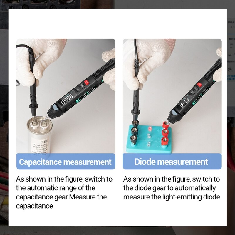 Woltomierz bezdotykowy AC/DC 6000 zlicza True RMS multimetr faza NCV odporność pojemność temperatura z latarką