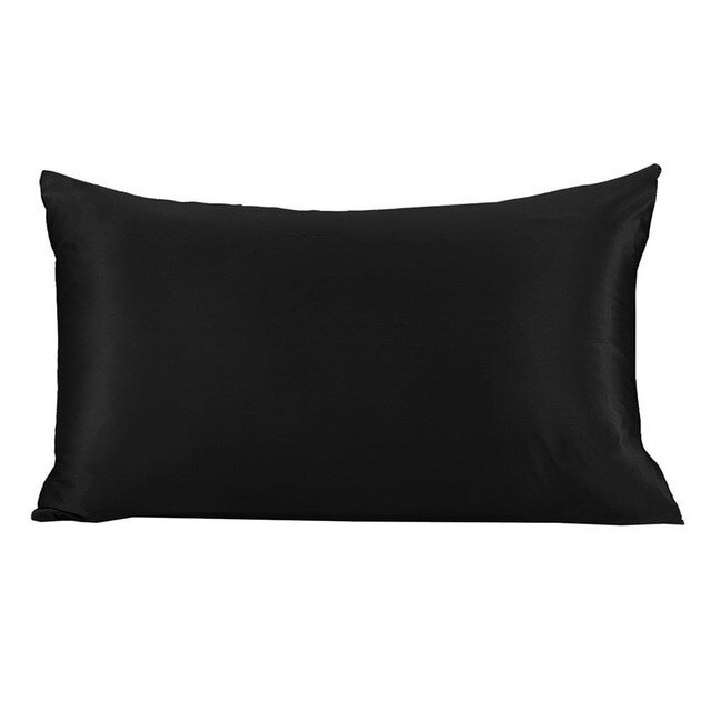 Pudebetræk af Mulberry Silke 19 Momme - Skjult Lynlås - Ensfarvet - Queen/King Størrelse: Sort / 50 x 80cm