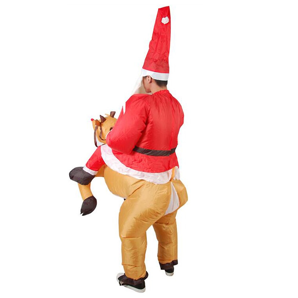 Inflatable Santa Claus Riding Reindeer Costume Adults Party Christmas Mascot Blow Up Costume Xmas Cosplay Outfit Funny 3