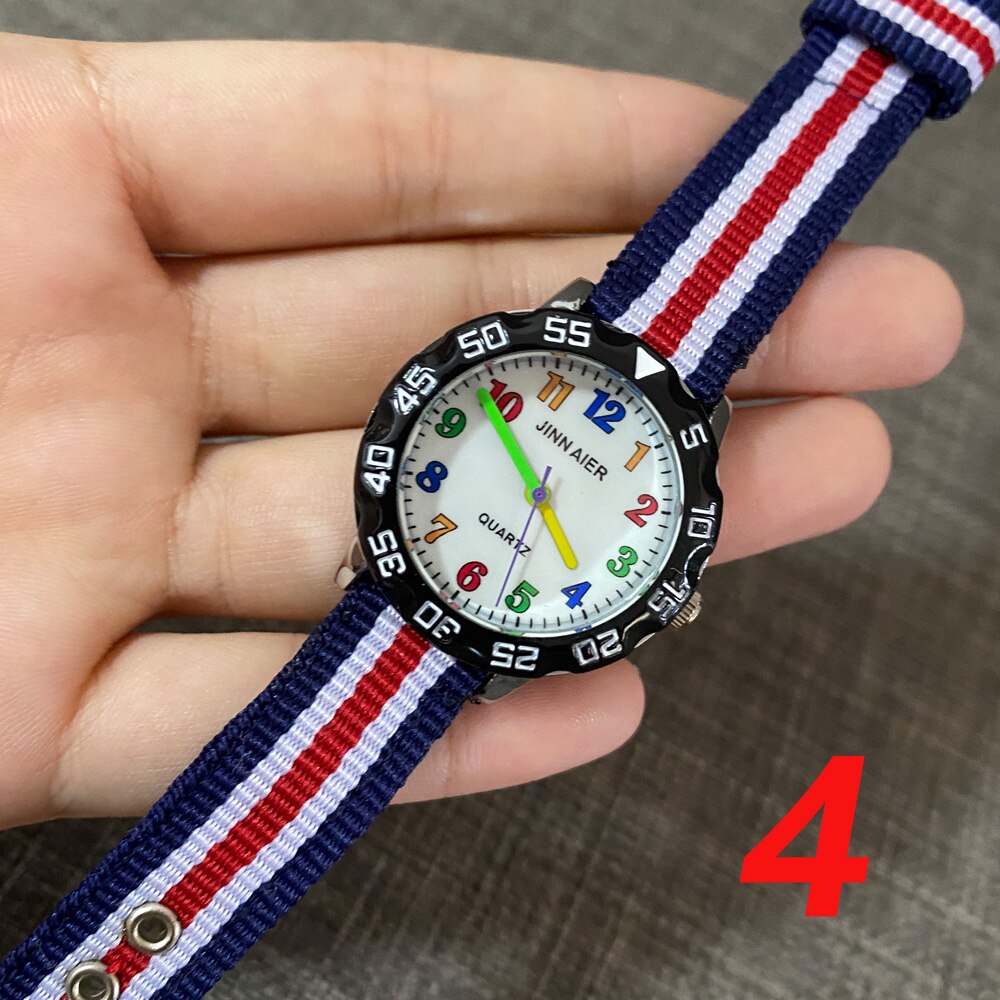Lasten kello merkki yksinkertainen arabialainen numero kellotaulu poika tyttö kello opiskelija kangas rannekellot rannekellot: 4