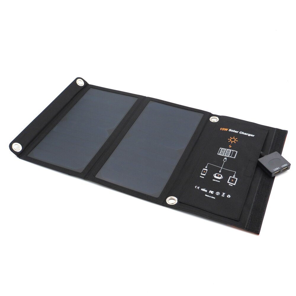 Draagbare 15 W 2500mA Solar Charger Sunpower Zonnepaneel Lader met Usb-poort Batterij Lader Power voor Mobiele Telefoons 5 V USB