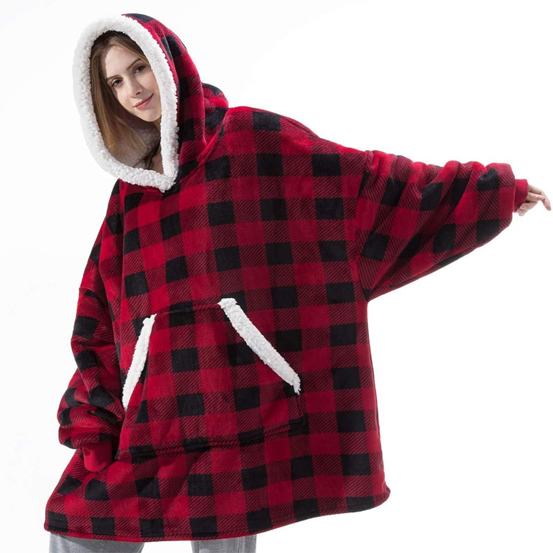 Frauen Übergroßen Hoodie Sweatshirt Winter Vlies Riesen TV Decke Mit Ärmeln Hoodies Sweatshirts Frauen Kleidung Moletom Feminino
