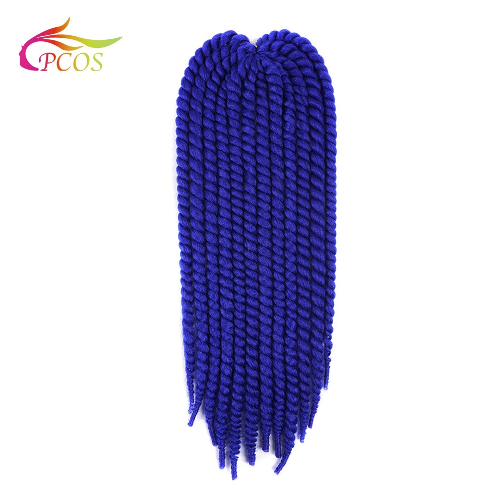 22'' Havana Mambo Twist Hair Crochet Braids Lots Color Ombre Synthetic Crochet Hair Dreadlocks Braid Hair Wig: BLUE