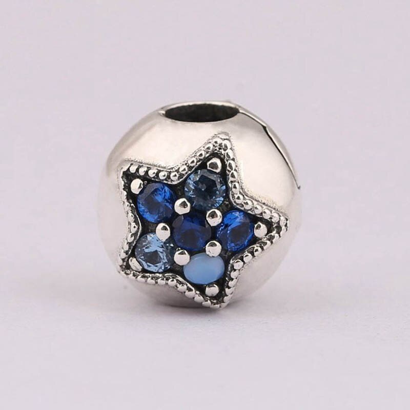 925 Sterling Silver Beads Charms Blue Crystal Starfish Star Dangle Charm Fit Original Pan Bracelet For Women DIY Jewelry: 5