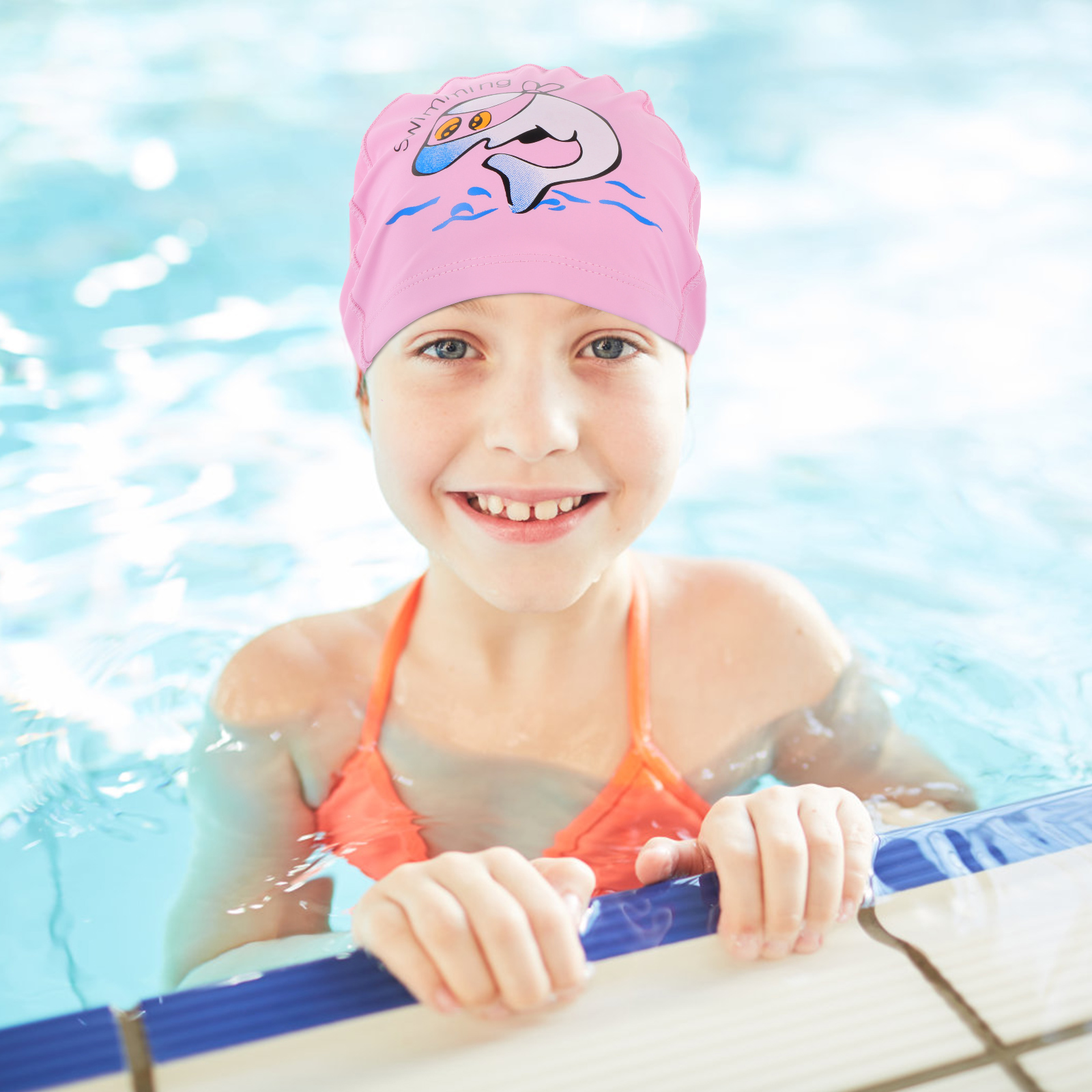 Kids Swimming Caps Waterproof Cartoon Swim Hat Hair Protective Swim Caps