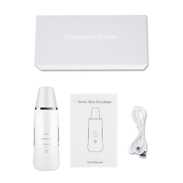 Ultrasonic Skin Scrubber Inductive Atomization Ion Deep Face Cleaning Peeling Face Vibration Remove Pore Blackhead Wrinkles: new white boxed