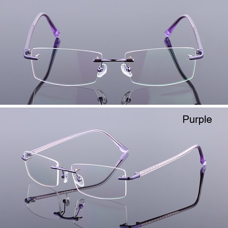 seemfly Anti-light Rimless Glasses Frame Women Vintage Classic Square Frame Titanium Men Optical Myopic Spectacle Eyewear