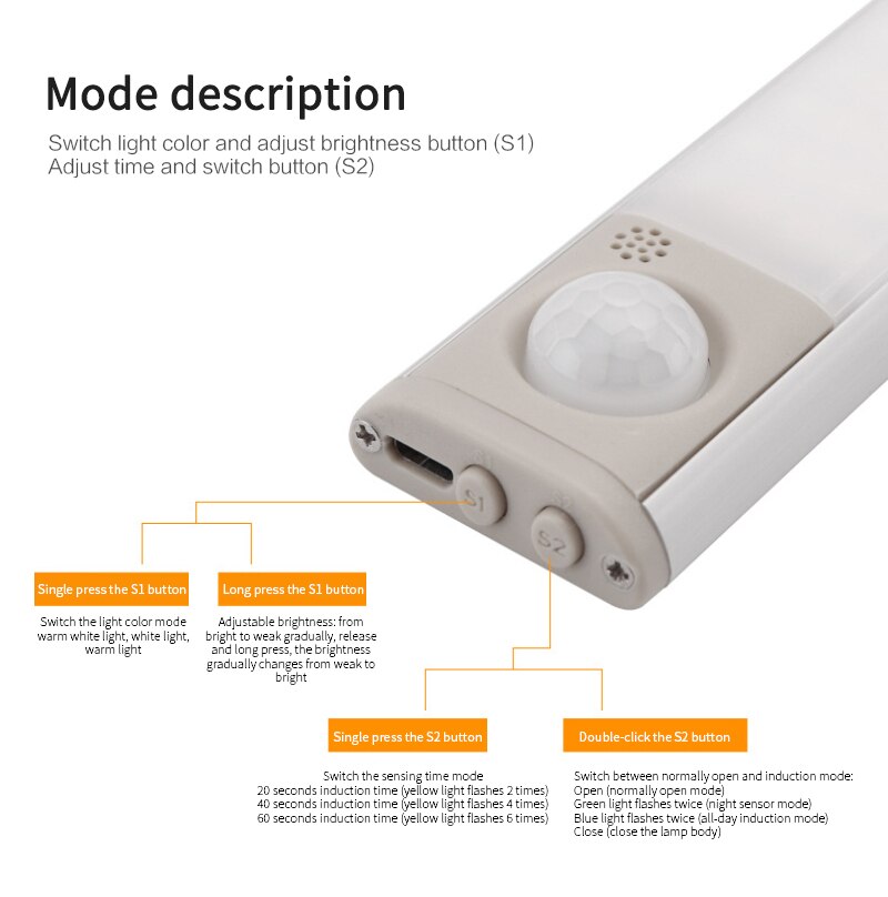 Luz LED con Sensor de movimiento PIR para armario, lámpara de noche de armario, luz de fondo para escalera, lámpara de imán, 10/80/120