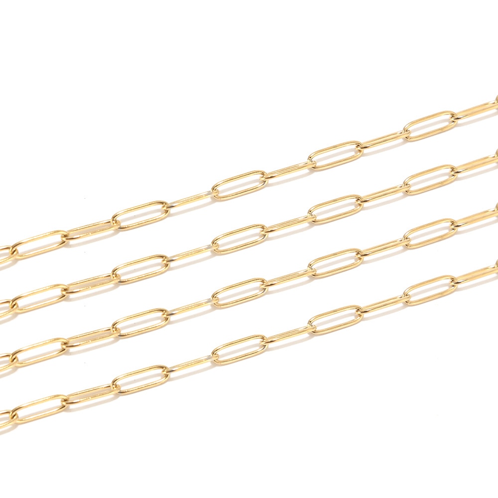 1 meter 4mm bredde nyeste rustfrit stål guld ovale rolo link kæder fund egnet til smykkefremstilling