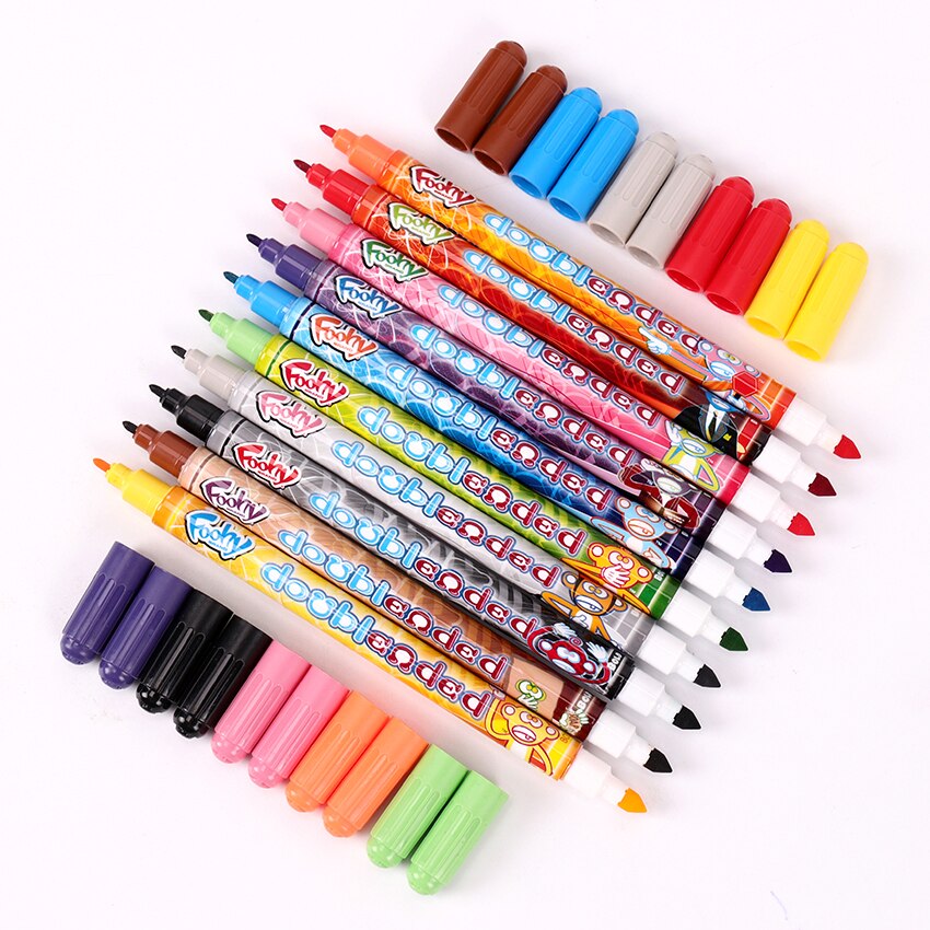 10PCS Kinderen Kan Worden Wassen Kleurpotloden Mode Dubbele Hoofd Kunstenaar Tekening Pen Kid Aquarel Pen School Schilderen Briefpapier