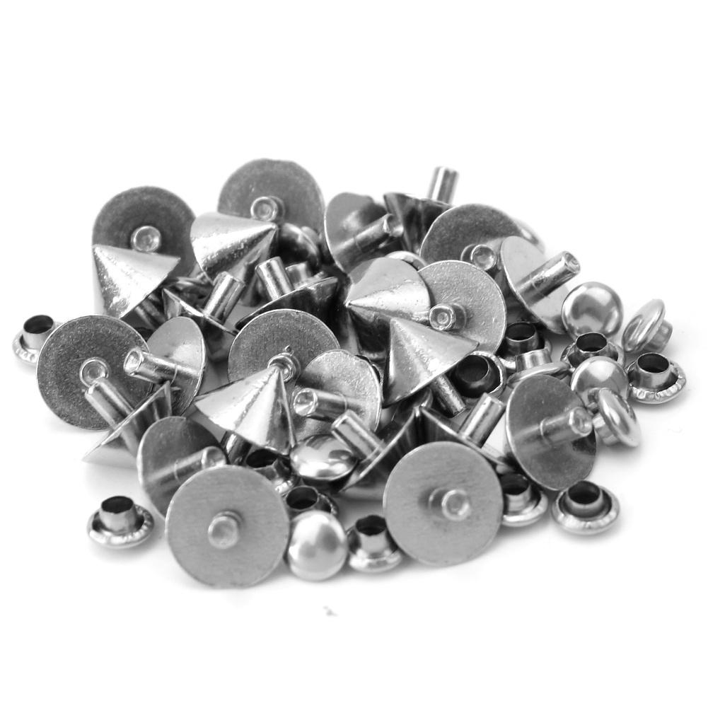 25 st metallkon dubbnit gör-det-själv-läderhantverk för att dekorera skor väska bälte kläder sömnadstillbehör