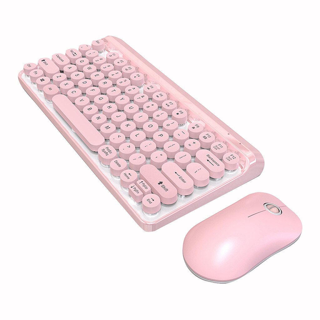 2.4g trådløse tastatur mus brugervejledning trådløst multimedie tastatur til pc gaming tastatur mus sæt til pc: Lyserød