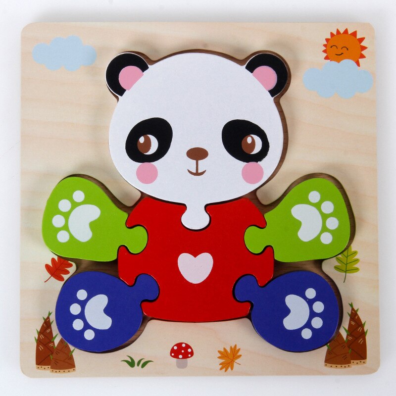 Creativo Per Bambini Puzzle di Legno Prima Infanzia Giocattoli Educativi 3d Puzzle Di Sviluppo di Intelligenza del Giocattolo: panda