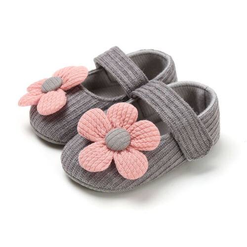 Spring 0-18M Baby Girl Big Flower Crib Shoes Buckle Strap Soft Bottom Cotton Anti-Slip Toddler Infant Footwear 3 Colors: C / 7-12 Months