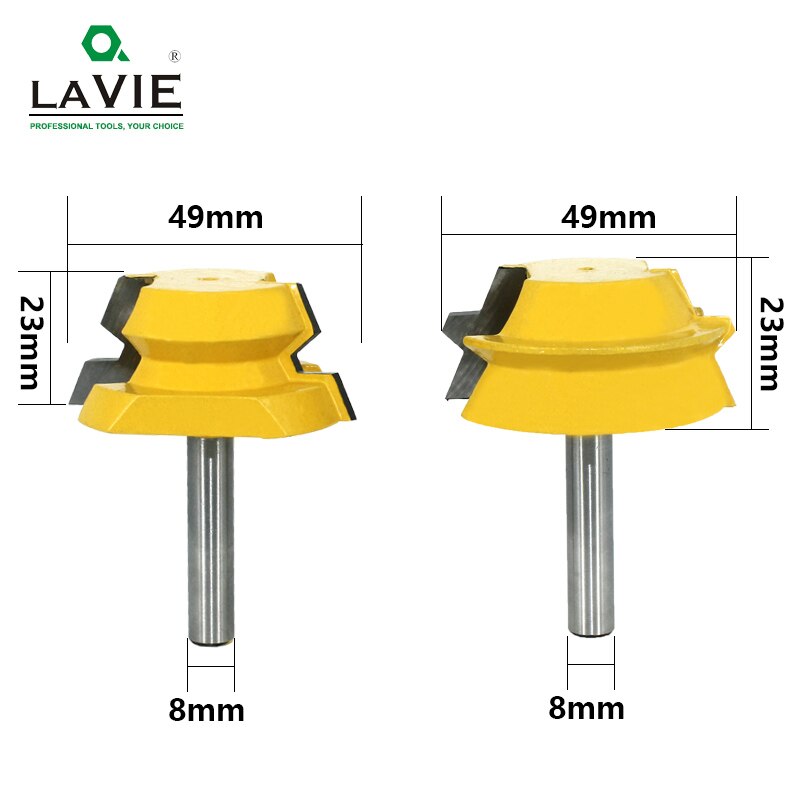 LAVIE 2 stuks 8mm Schacht Lock Mijter Tenon Router Bits 22.5 Graden Lijm Joinery Frees Set voor Hout houtwerk Cutter MC02065