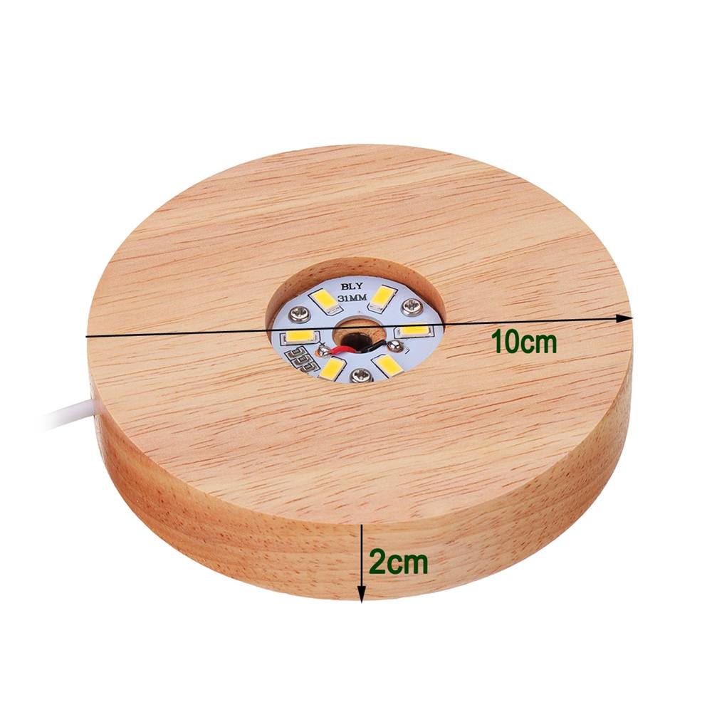 Wood Lamp Base White Light Rechargeable Remote Control Wood LED Light Rotating Display Stand Lamp Holder Lamp Base