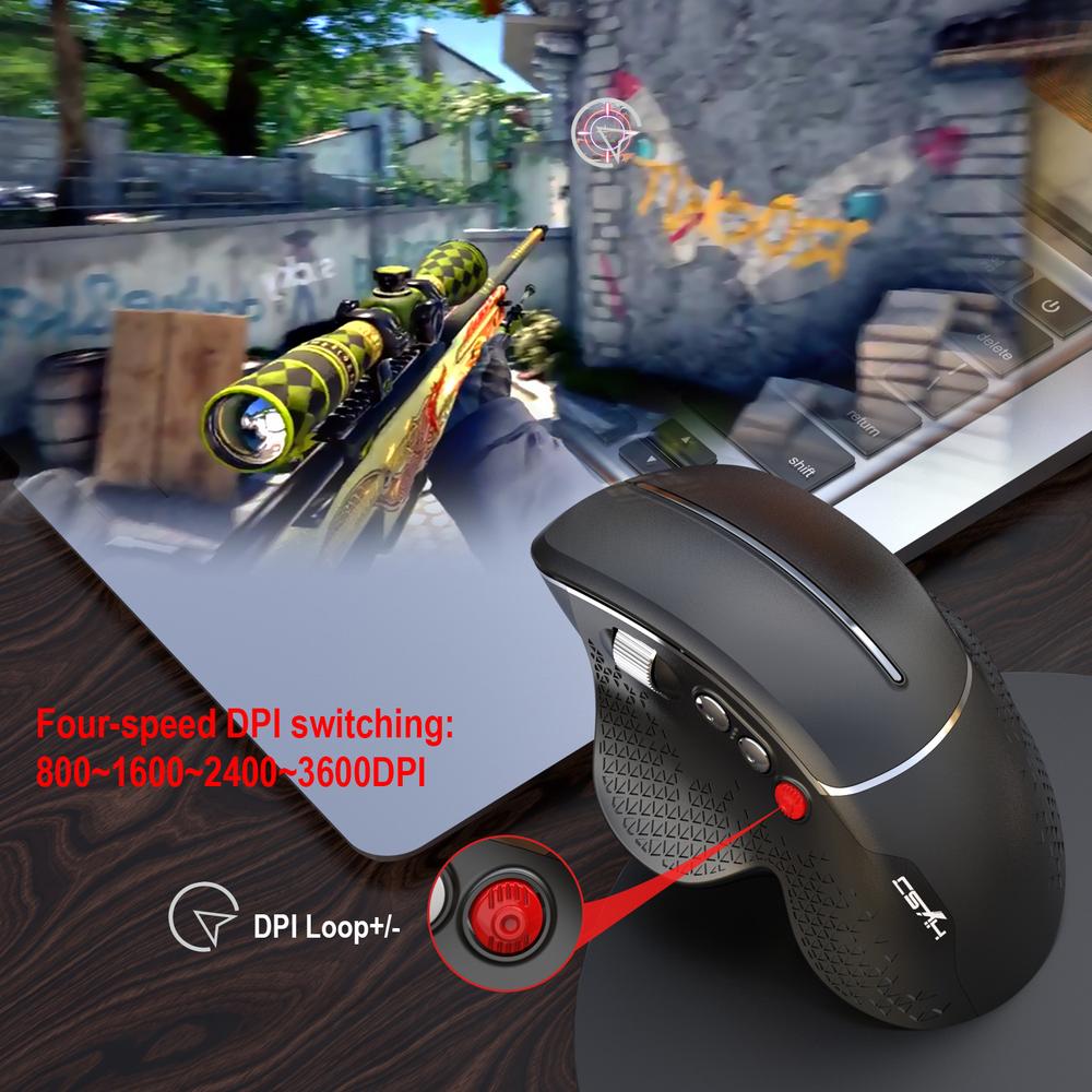 2.4g Wireless Vertical Computer Mouse Ergonomic 6 Buttons 800/1600/2400/3600DPI Gaming Mice 10M Wireless Notebook Mouse