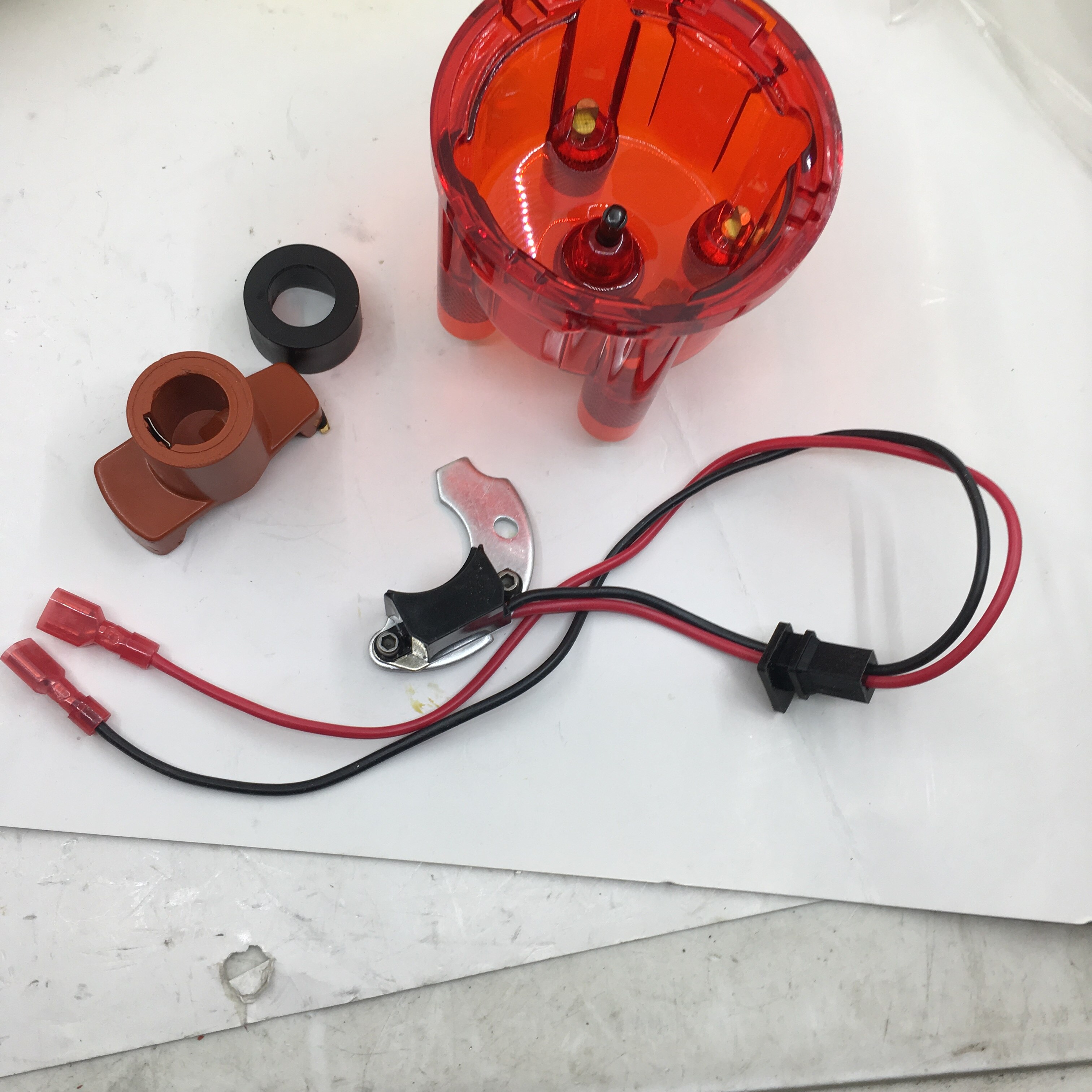 Sherryberg Elektrische Elektronische Ontsteking Kit JFU4 + Distributeur Rode Kleur Cap &amp; Rotor Voor Ford Pinto Voor Bosch Distributeur Empi