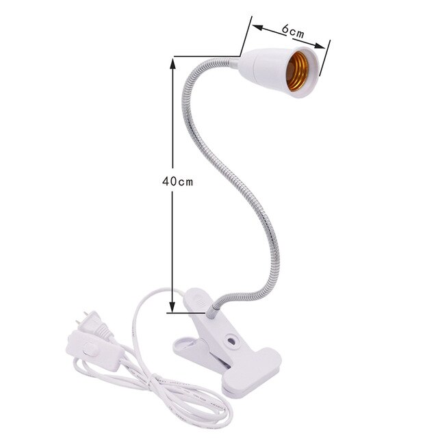 E27 Screw Clamp Table Lamp Holder Fixture Lampholder With On/Off Switch White UK Plug Light Base Stand Bulb Socket 12-265V: 40cm