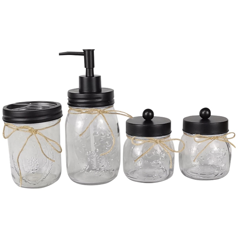 Mason jar badeværelse tilbehørssæt -rustisk bondegård indretning apoteker krukker badeværelse bordplade og forfængelighed organisator: Default Title