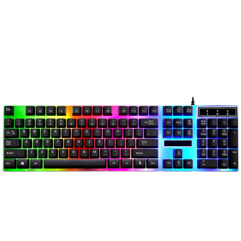 Gaming Keyboards Computer Keyboard Gamer Rainbow Backlight 104 keys USB Ergonomic Wired Keyboard for PC Laptop Games: Default Title