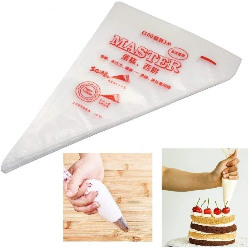 Sacos de confeitar grandes 100pcs Sacos de confeitar descartáveis, Sacos de confeitar espessos para confeitar bolos de decoração de bolos de cupcake: Default Title