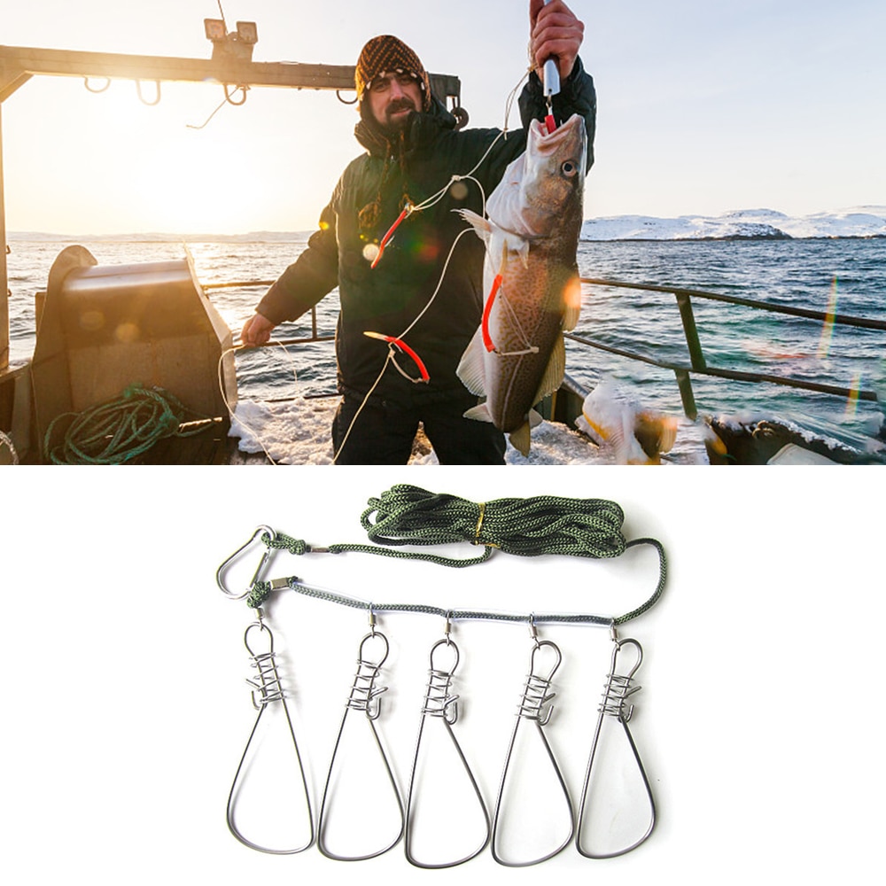 Vissen Lock Gesp Rvs Levende Vis Lock Riem Vissen Stringer Visgerei рыбалка аксесуары рыбалка зимняя рыбалка