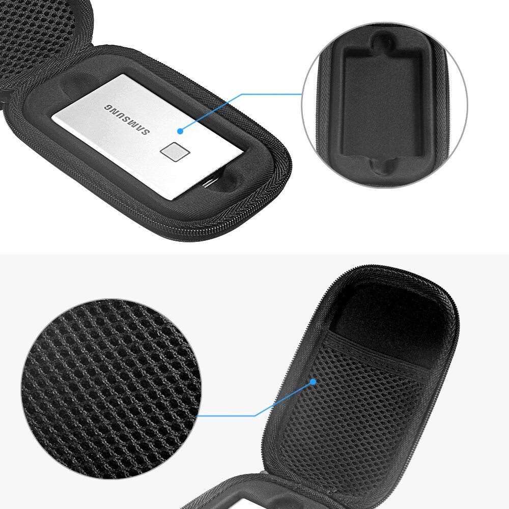 Eva opbevaringsbeskyttelsesetui til samsung  t7 touch bærbar ssd ekstern solid state-drev bæretaske med silikoneovertræk