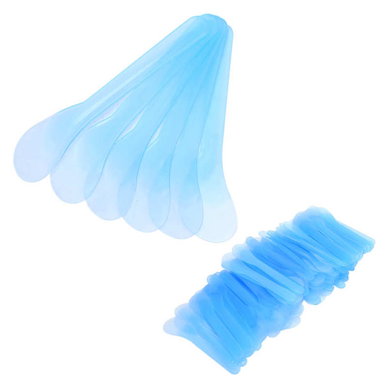 100 stücke Kosmetische Spachtel Kunststoff Einweg Haar Entfernung Creme Tätowierung Reparatur Creme Spachtel machen-hoch Schönheit DIY Maske Spachtel Blau