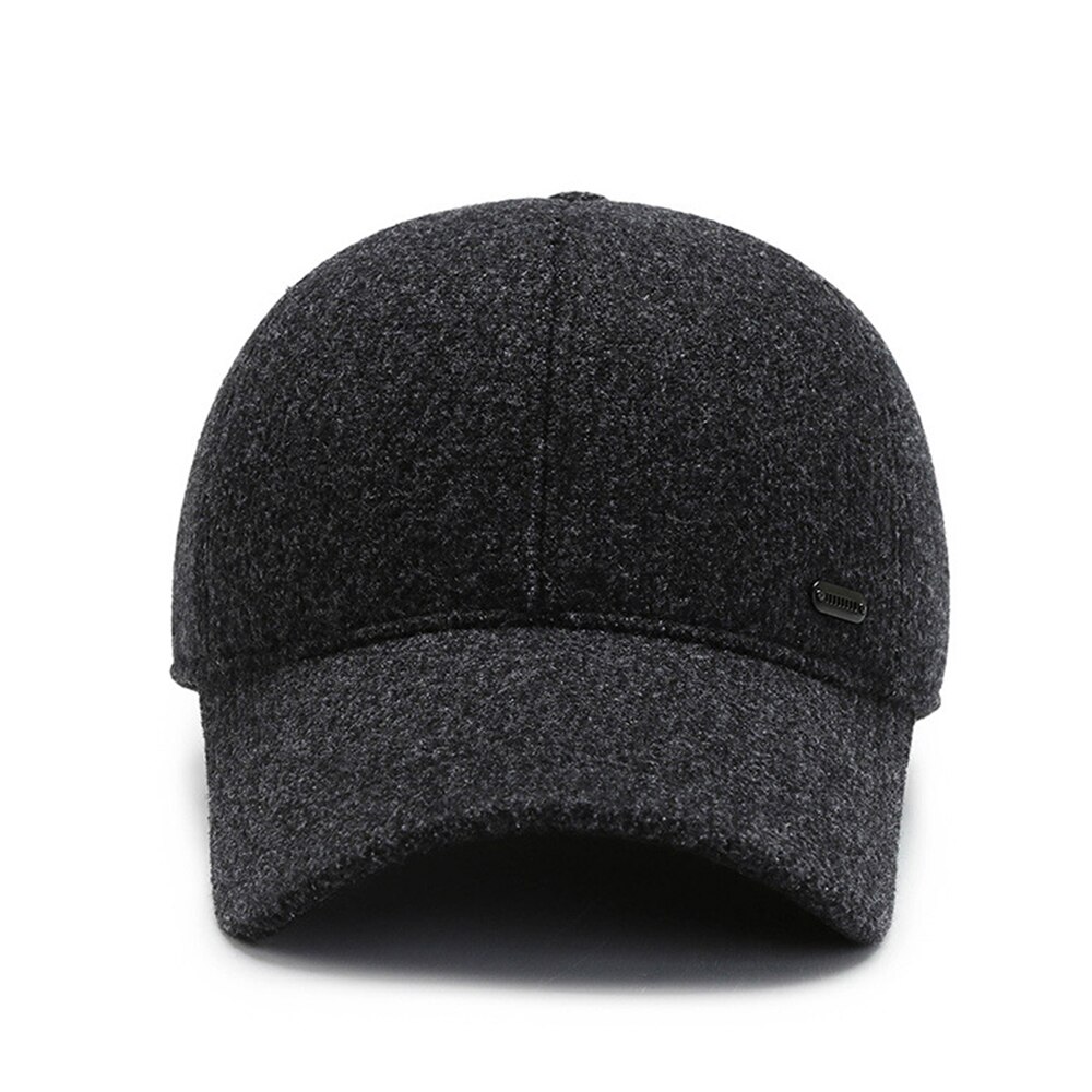 Fs masculino feminino inverno boné de beisebol com earflap preto cinza meia-idade pai chapéus ao ar livre quente proteção de orelha ciclismo gorras