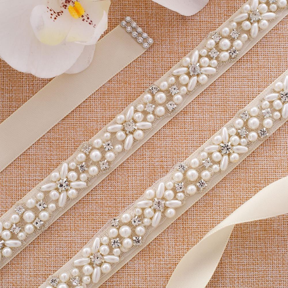 Cinturón de boda de perlas hecho a mano de diamantes de imitación vestido con cinturón Ceñidor accesorios de novia baratos
