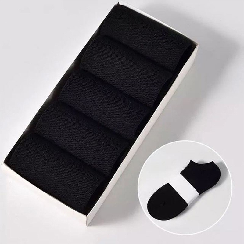 5 Pairs Cow Printed Socks Cute Harajuku Cotton Women Socks Striped Solid Breathable Casual Girls Short Socks: black