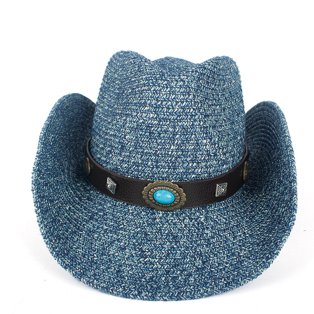 Zomer Outdoor Mannen Vrouwen Western Cowboy Hoeden Hand-geweven Strooien Hoed Ademend Strand Jazz Cap Zonnehoed Size 57-59 CM