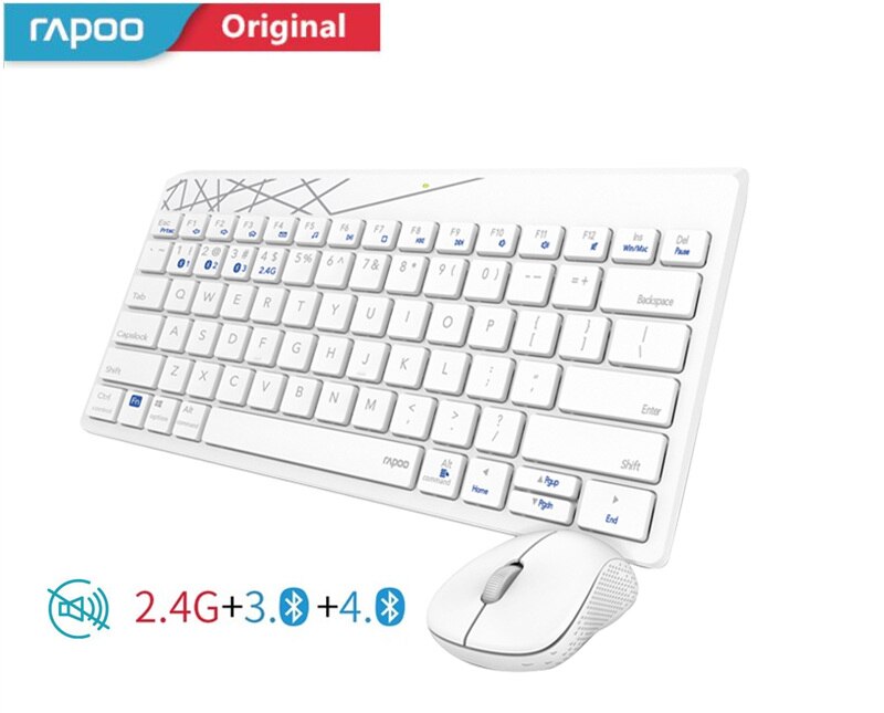 Neue Rapoo 8000M Multi-modus Stille Drahtlose Tastatur Maus Combos Bluetooth 3,0 & 4,0 RF 2,4G schalter zwischen 3 Geräte Verbindung: X220T Weiß
