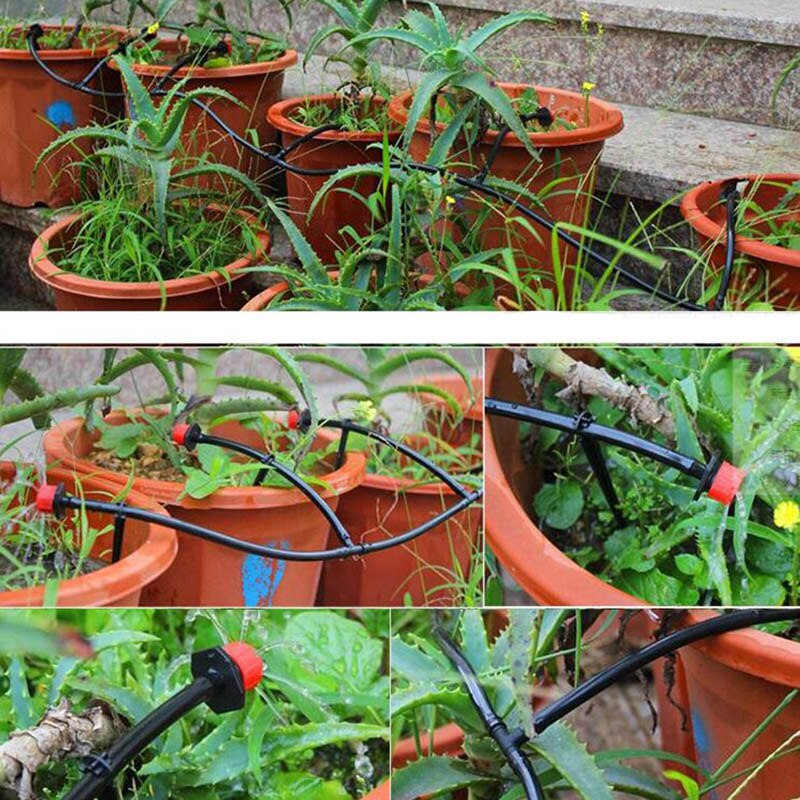 Sistema de riego por goteo automático, Kit de Micro Kits de riego de jardín, gotero ajustable, manguera 4/7, 5M
