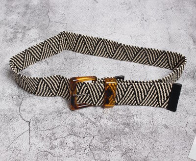 Cinturón bohemio étnico de para mujer, vestido y sobretodo con cinturón ancho, hebilla de Pin tejida, cinturón de para: Stripe