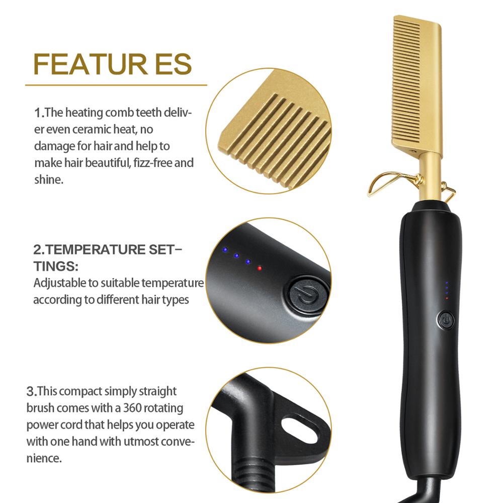 Alisador de cabelo alisamento escova plana ferros aquecimento quente pente cabelo em linha reta styler ondulação curler cabelo pente # wa1
