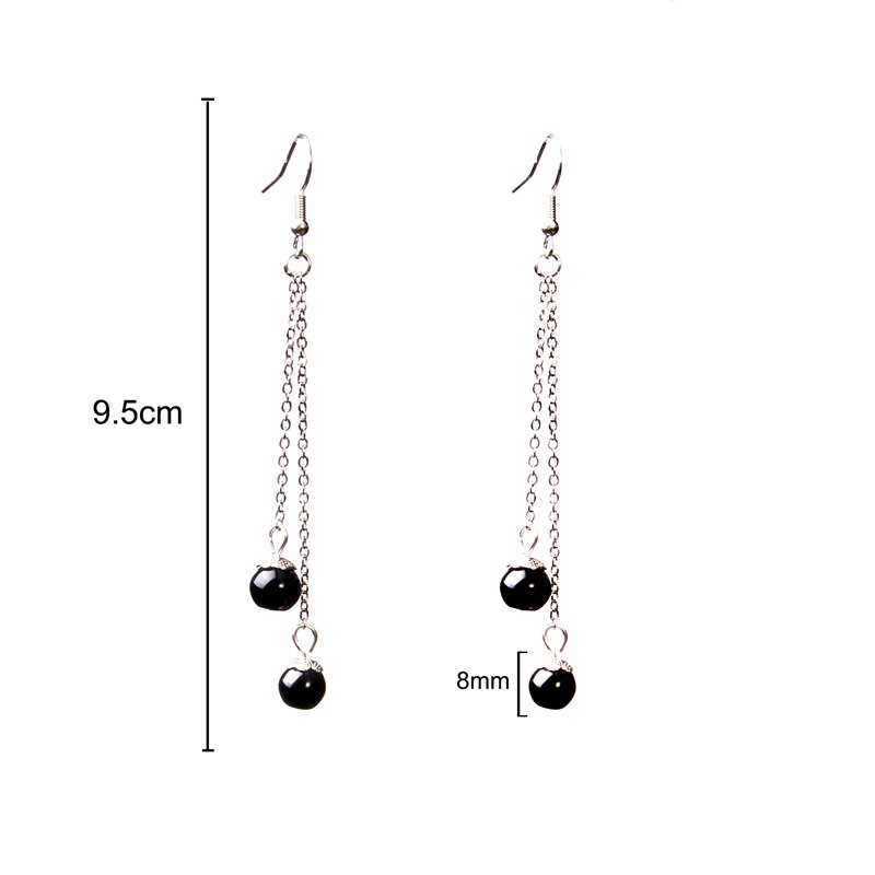 Simples brincos longos para mulher natiral pedra brincos de gota statemwnt borla eardrop balançar fahion jóias femininas brincos presentes: Black onyx
