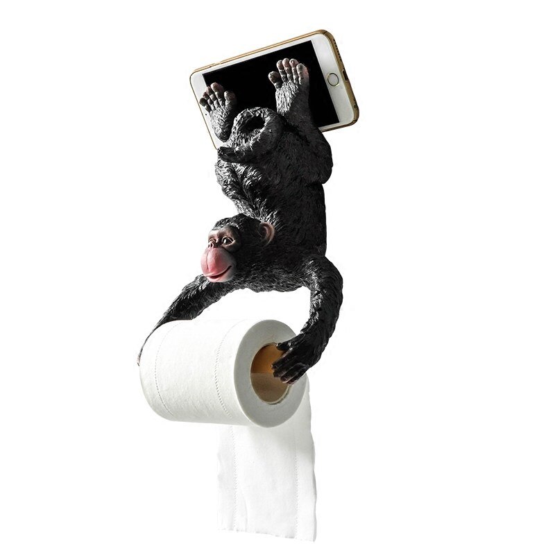 European style bathroom monkey tissue holder Roll holder Toilet paper holder Resin waterproof paper holder wall hanging funny