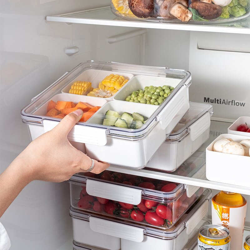 Snack Tray Dried Fruit Box Living Room Fruit Plate Transparent Partitioned Fruit Vegetable Storage Box Multi Fresh-keeping Box