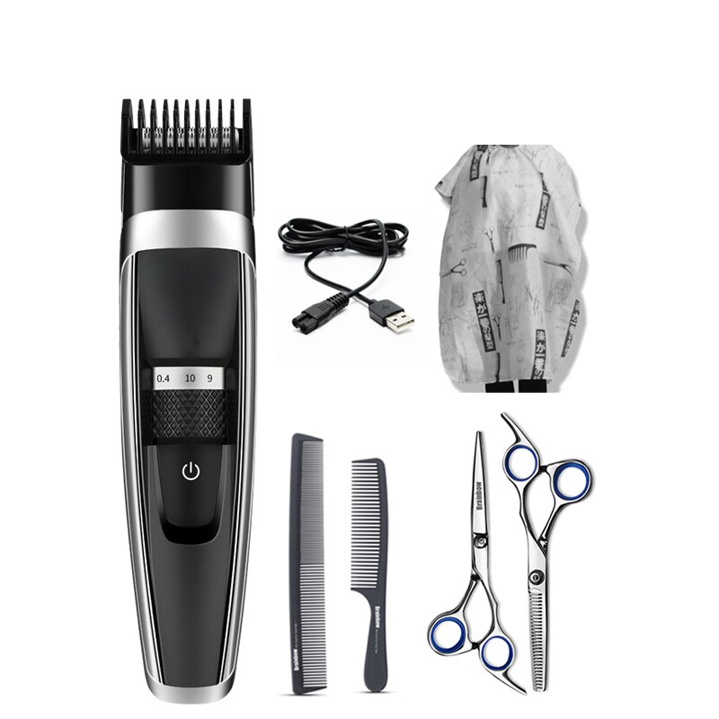 Ensemble d'outils de coiffure brainbow, tondeuse à cheveux électrique, tondeuse à cheveux rechargeable, coupe de cheveux pour hommes, ciseaux à cheveux, peignes, capes: Ensemble 1